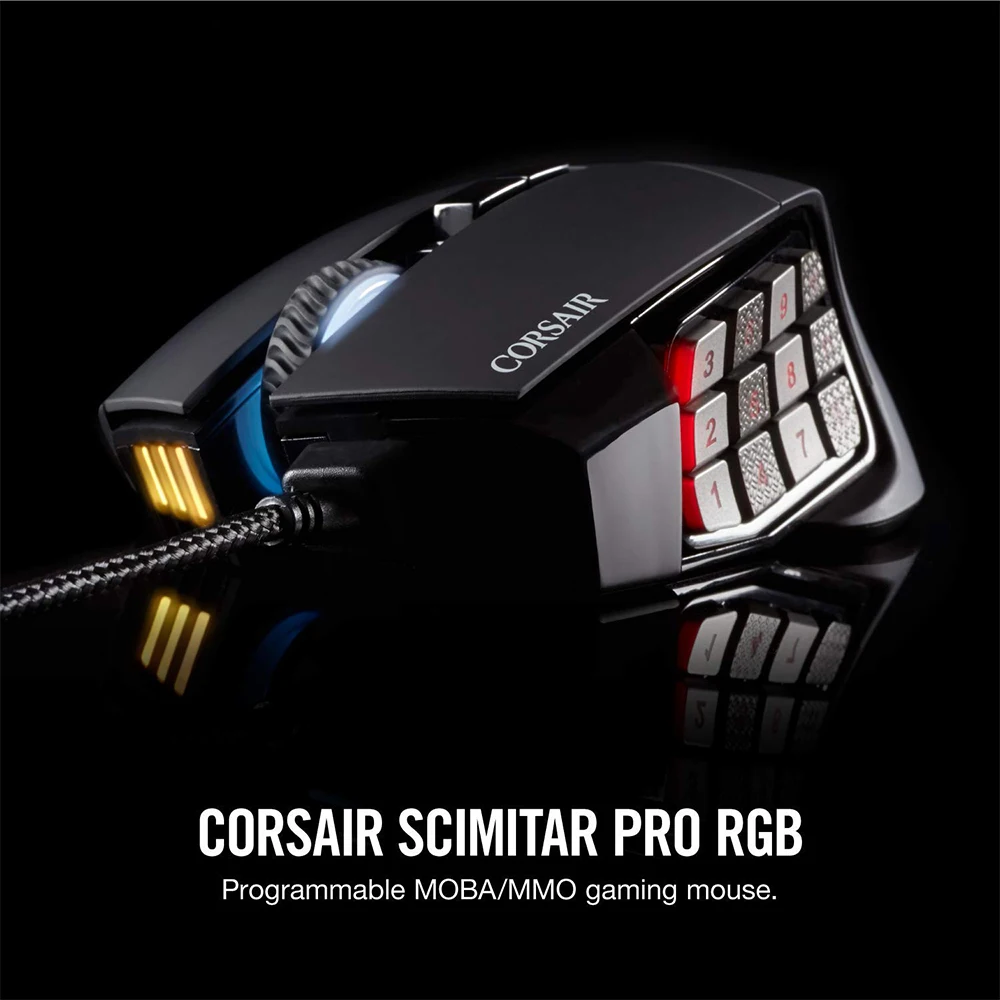 100 Dpiコルセアゲームシミタープロrgb Moba Mmo Pcゲーミングマウス光学キースライダー機械式ボタン 4 ゾーンrgb Mice Aliexpress