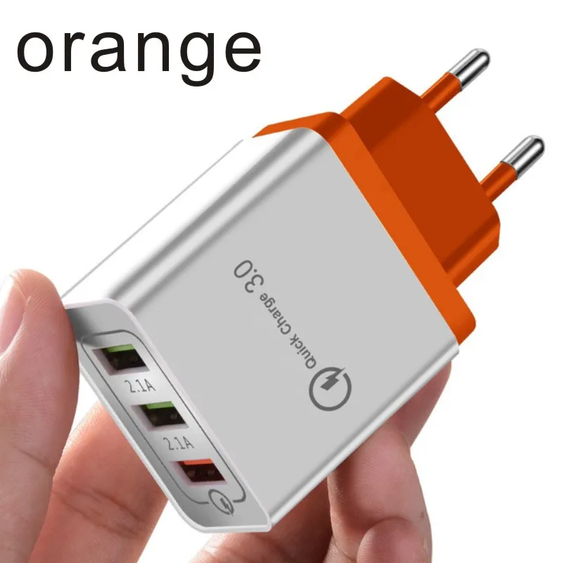 HXB 48 Вт Быстрая зарядка 4 порта USB зарядное устройство QC3.0 настенный адаптер Портативная зарядка мобильного телефона зарядное устройство для iPhone samsung Xiaomi - Тип штекера: 3 Port USB orange