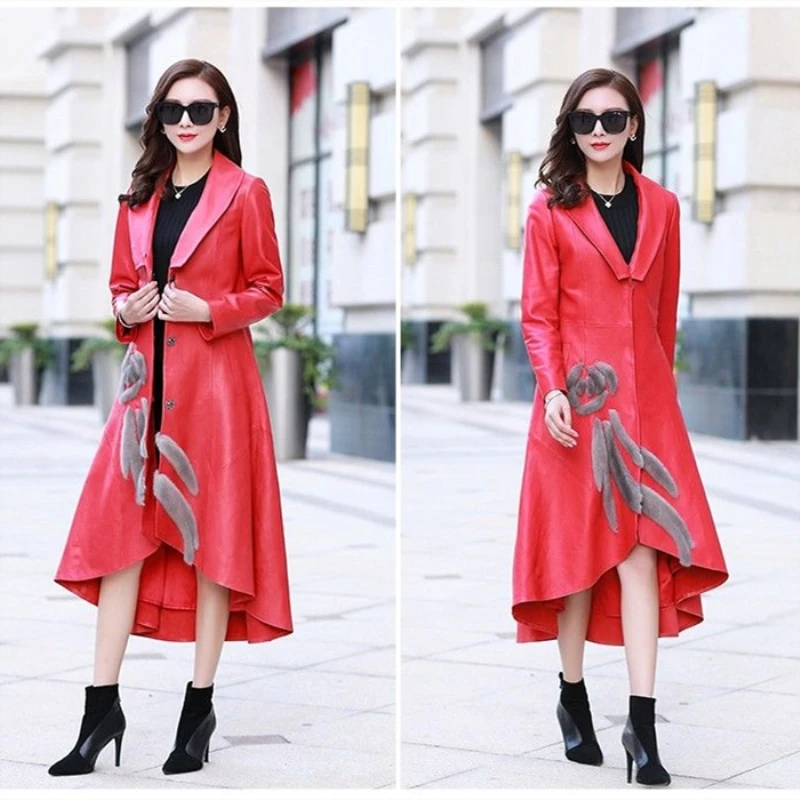 Женская зимняя шуба из искусственного меха, женские шубы из овчины, чистый цвет, воротник из искусственного лисьего меха, застежка-защелка, длинный мех размера плюс, D191201
