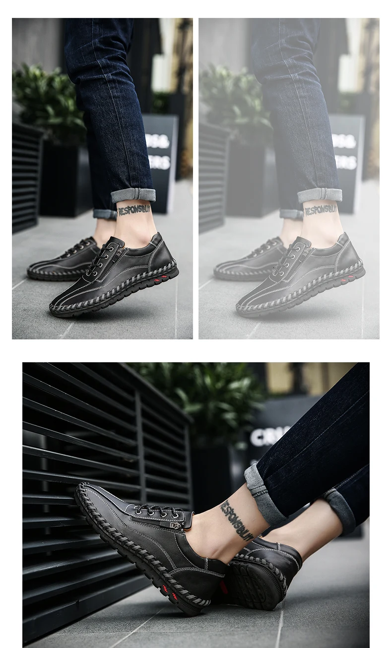DAGNINO/Модная дышащая обувь из натуральной кожи; мужские мокасины на шнуровке; повседневная мужская молния на плоской подошве; Лидер продаж; большие размеры 38-48