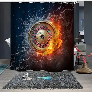 

Fire Compass Decor Shower Curtain 3D Vivid Nature Beauty Waterproof Bathroom Shower Curtain Set with 12pcs Hooks (71''71'',