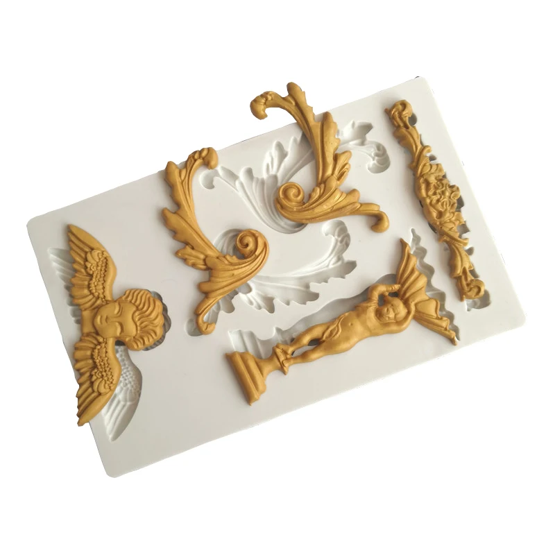 

Dearfod Baroque Angel Relief Silicone Fondant Mold Chocolate Candy Cake Decoration Tool DIY DBS191