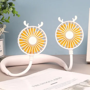 

HOT USB Portable Little Animals Fan Hands-free Neck Fan Hanging Rechargeable Small Sports Fans 360 Degrees Free Rotation