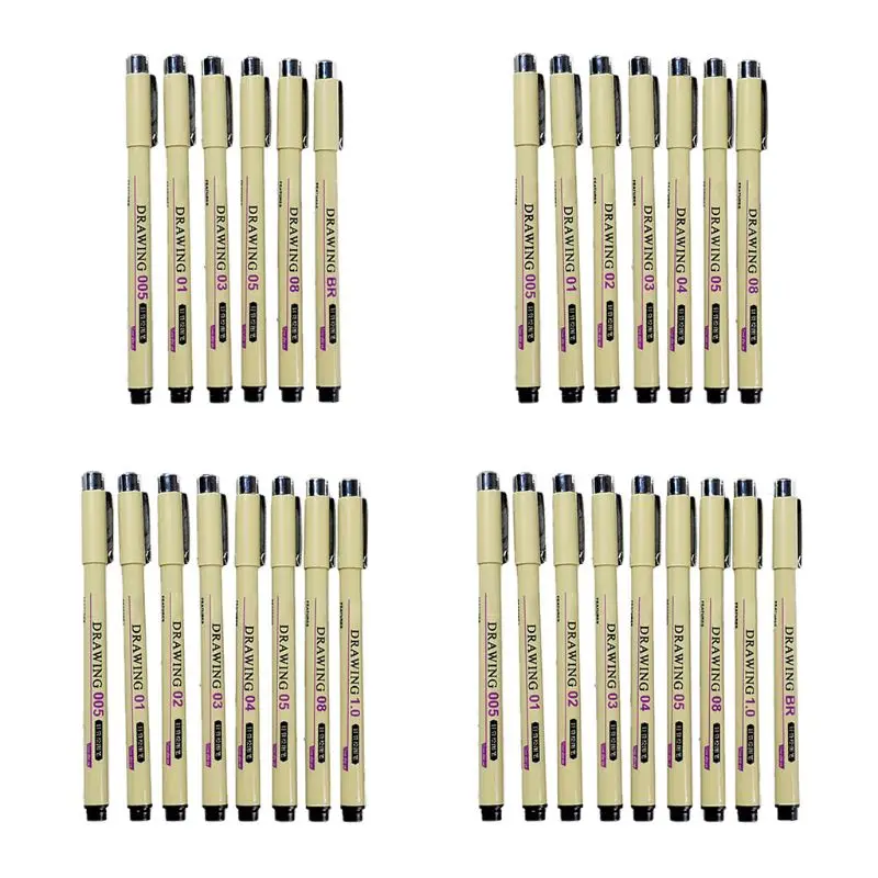 6/7/8/9pcs Black Technical Graphic Fine Hook Line Painting Drawing Pen Sketch