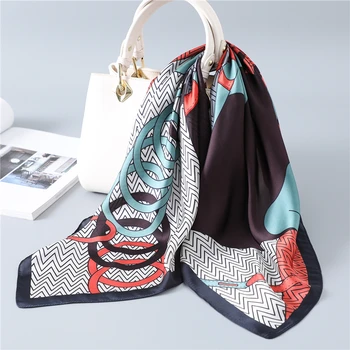 

Square Silk Neck Scarf Women Foulard Hair Band Shawls and Wraps Soft Neckerchief Bandana Dog Print Lady Accessories