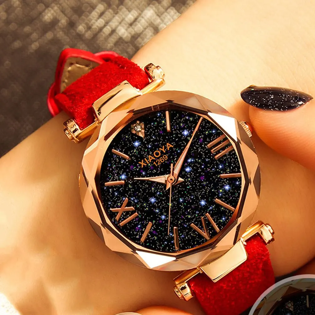

Ladies Watch Waterproof Fashion Watch Korea Simplified Leisure Watch Retro Luminous Sky Star Quartz Watch