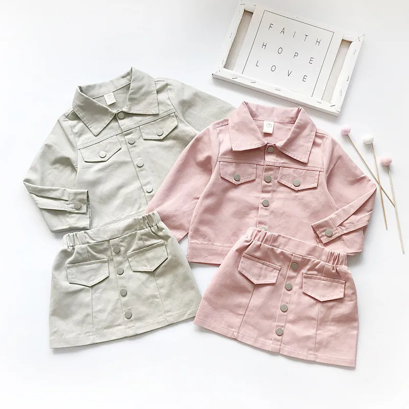 

Baby Girls Set Spring Autumn Long Sleeve Loose Short Jacket Skirts Casual Set Toddler Girl Clothes Korean Style Fashion Clothes