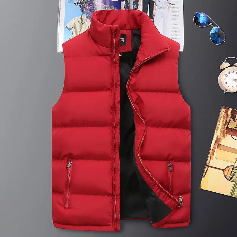 Мужской жилет, 5XL, однотонный, простой, подходит ко всему, корейская мода, одежда, большая молния, зимний жилет размера плюс, мужские жилеты, без рукавов, на каждый день
