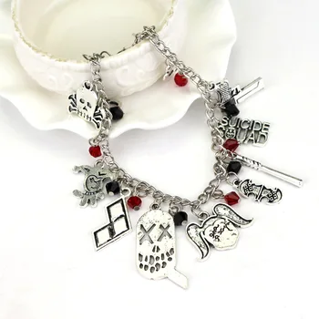 

Suicide Squad Harley Quinn Cosplay Costume Props Bracelet Adult Alloy Cartoon Pendant Gift Wristband Accessories
