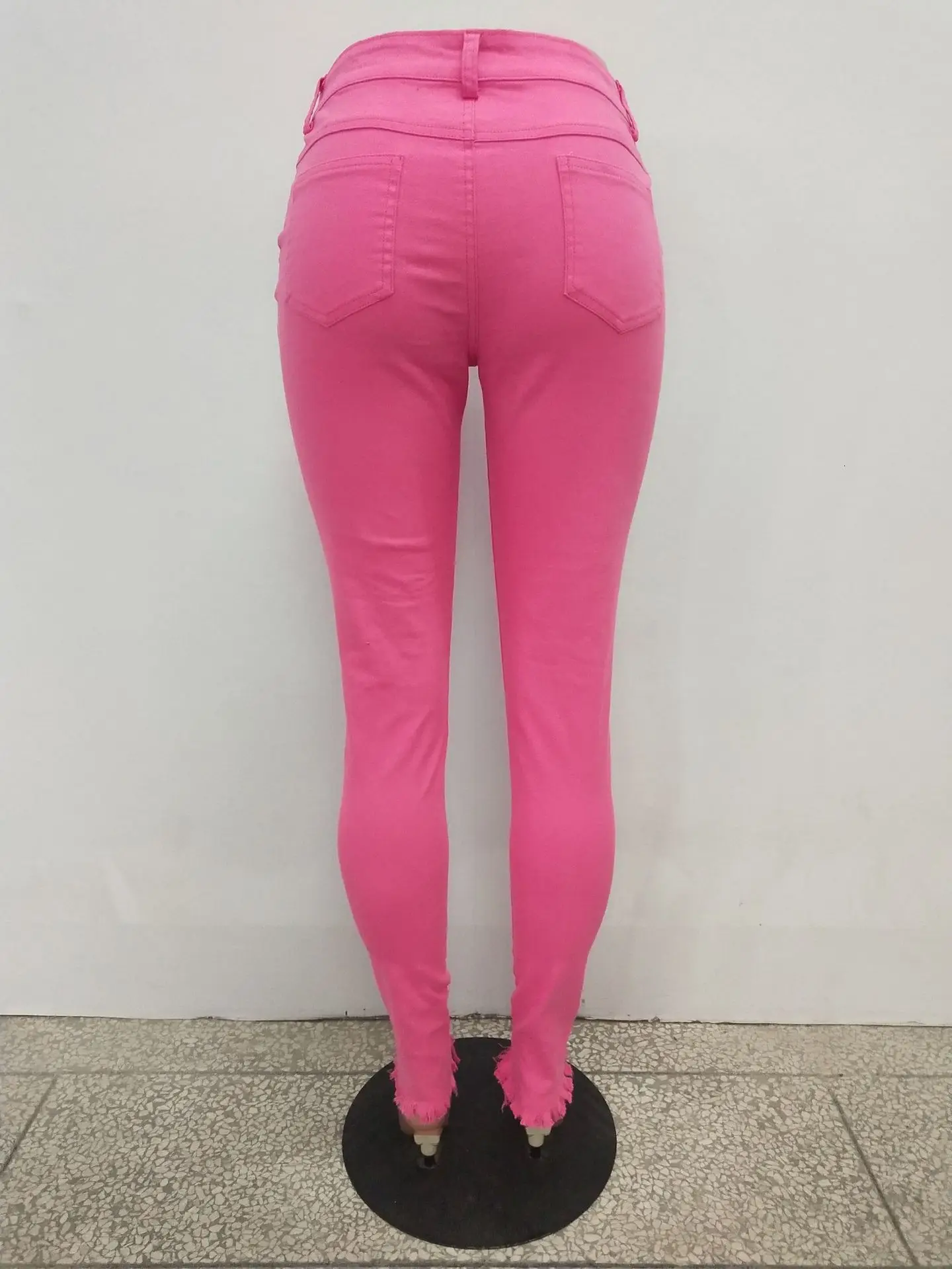 Неоновый зеленый оранжевый плюс размер Высокая талия женские джинсы женские дырки джинсовые брюки Уличная Сексуальная рваные обтягивающие брюки-карандаш