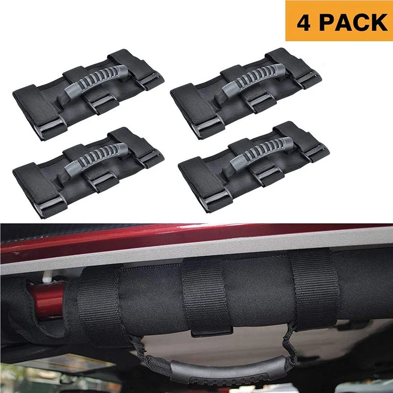 Поручень для выбора Jeep Wrangler, Utv, Quad gear(4-Pack) подходит для 1 1/2-3 дюймовых рулонных баров, сверхмощных ручек, легко