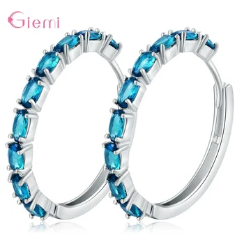 

New 2020 Arrivals Trendy Women Fashion Oval Cut Zircon Ear Hoops 925 Sterling Silver Hoop Earrings Luxury Jewelry Gift