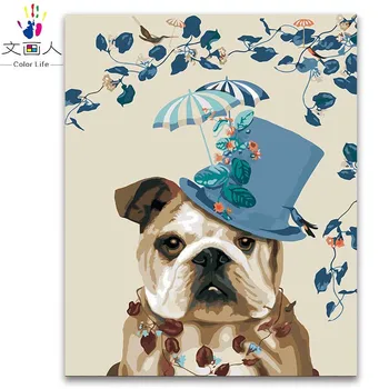 

Coloring by numbers hat Chapus dog animals paintings by numbers lovely European style for women kids Children diy paint handmade
