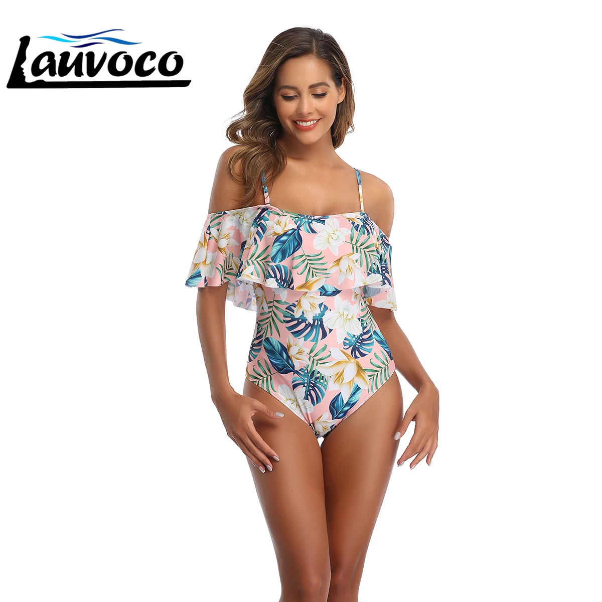 

Ruffle Plus Size Swimwear Women One Piece Swimsuit Off Shoulder Padded Female High Waist Monokini Girl Bandage Bathing Suit XXL