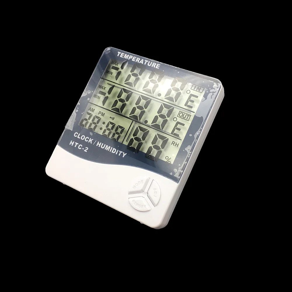 HTC-2 гигрометр ЖК цифровой измеритель температуры и влажности Крытый Открытый термометр метеостанция с часами