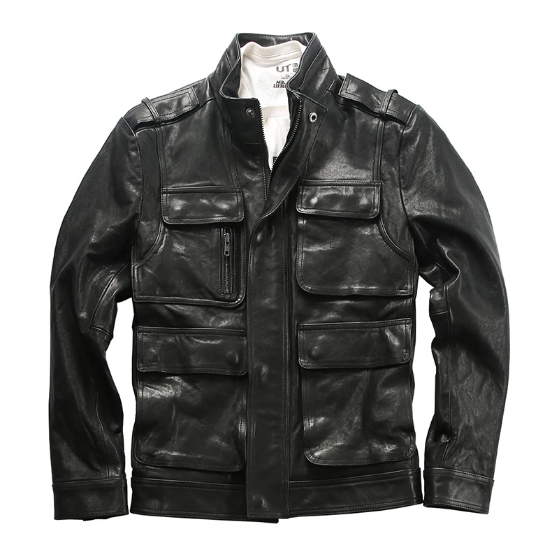 80% OFF 6133 Read Description! Asian size Army genuine sheep leather M65 outerwear sheep leather biker jacket