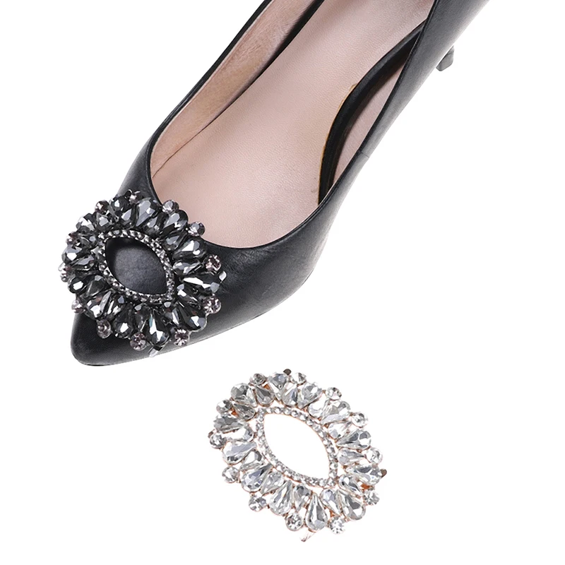 Gray White Color Rhinestone Metal Shoes Buckle Women Elegant Bridal Shoe Clips Fashion Shoes Decor Accessories 1 Pc