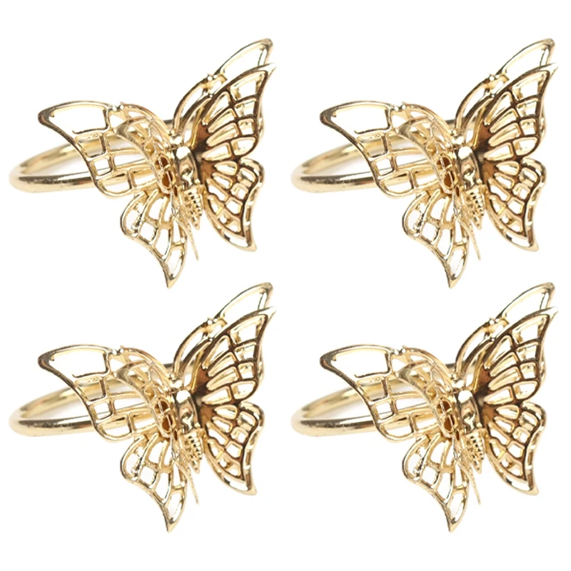 Napkin Rings Set of 4 Gold Butterfly Napkin Rings Napkin Holders for
