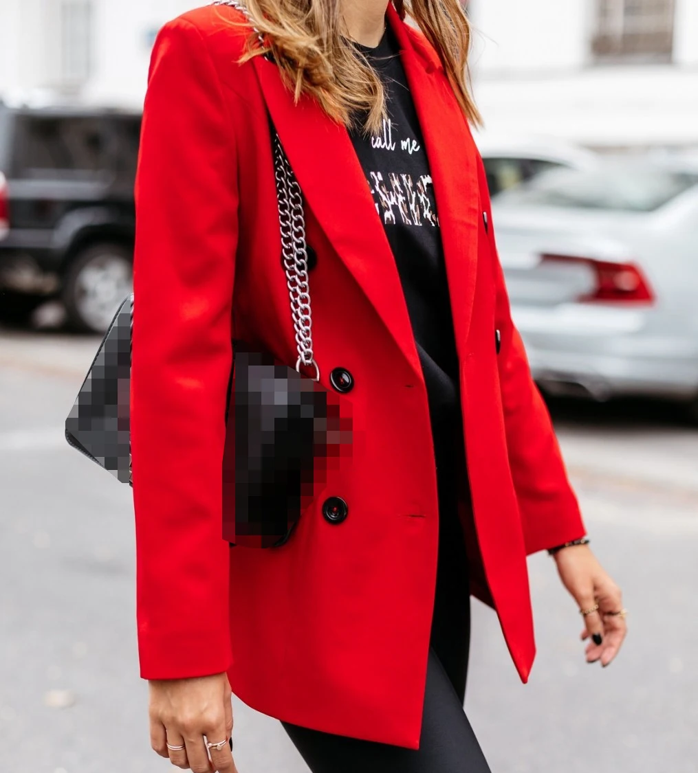 New Style for Autumn and Winter Solid Color Long Sleeve Double Row Button Suit Short Coat for Women blazers Jackets Outerwear