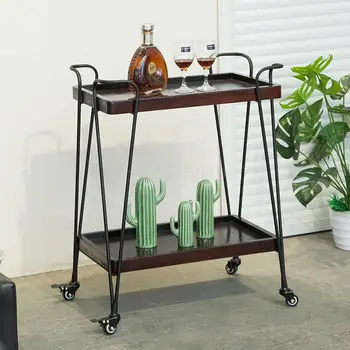 

Nordic solid wood dining car sideboard dessert tea wine cart hotel home living room showroom mobile cart