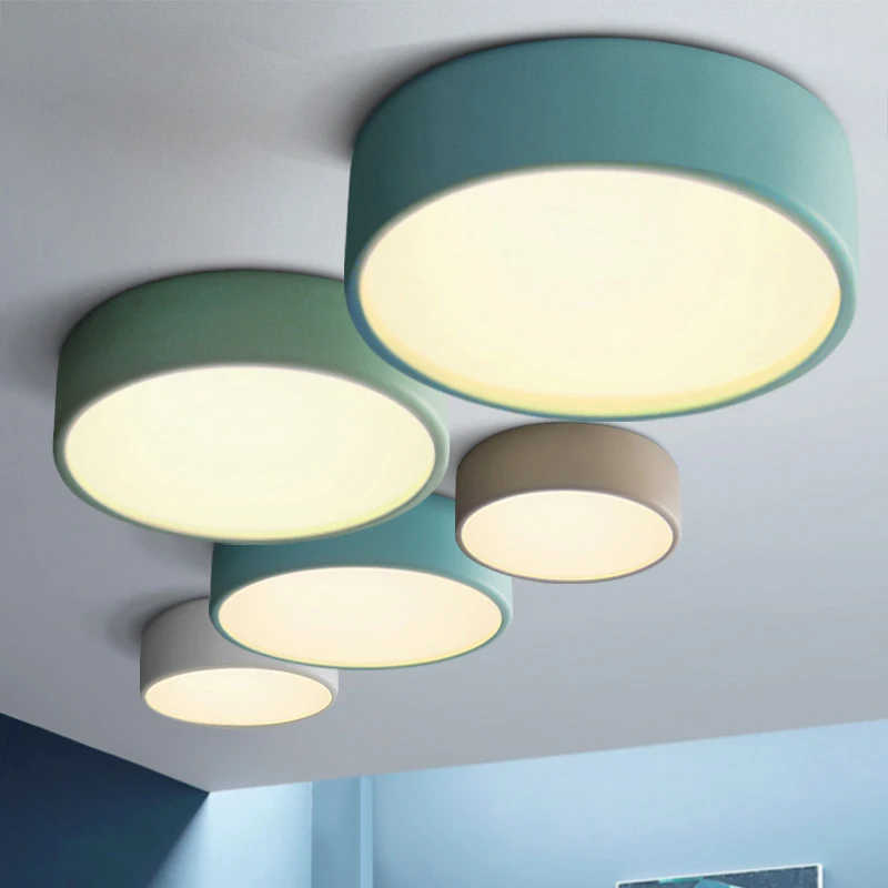

Modern minimalist Nordic led Chandeliers Lights creative dining room bedroom balcony LED Round Macaron color chandelier fixtures