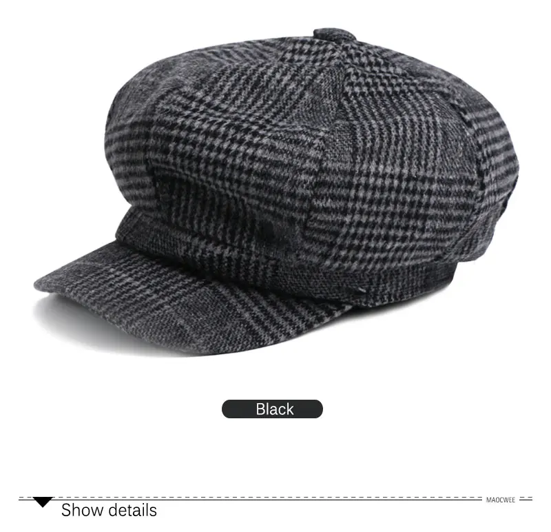 Fashion Newsboy Beret Cap For Men And Women Cabbie Octagonal Hat Golf Driving Beret Summer Winter Autumn Retro Lattice Plaid Hat