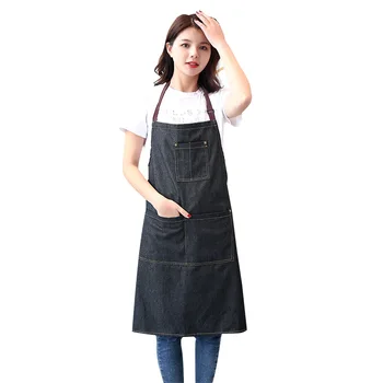 

Simple fashion apron creative explosion models comfortable denim apron coffee shop kitchen apron work home easy to clean apron