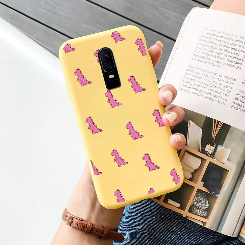 mobile pouch for running For OnePlus 6 Case Cartoon Cute Pattern Soft Silicone TPU Painted Matte Shockproof Mobile Phone Protection Cover flip cover Cases & Covers