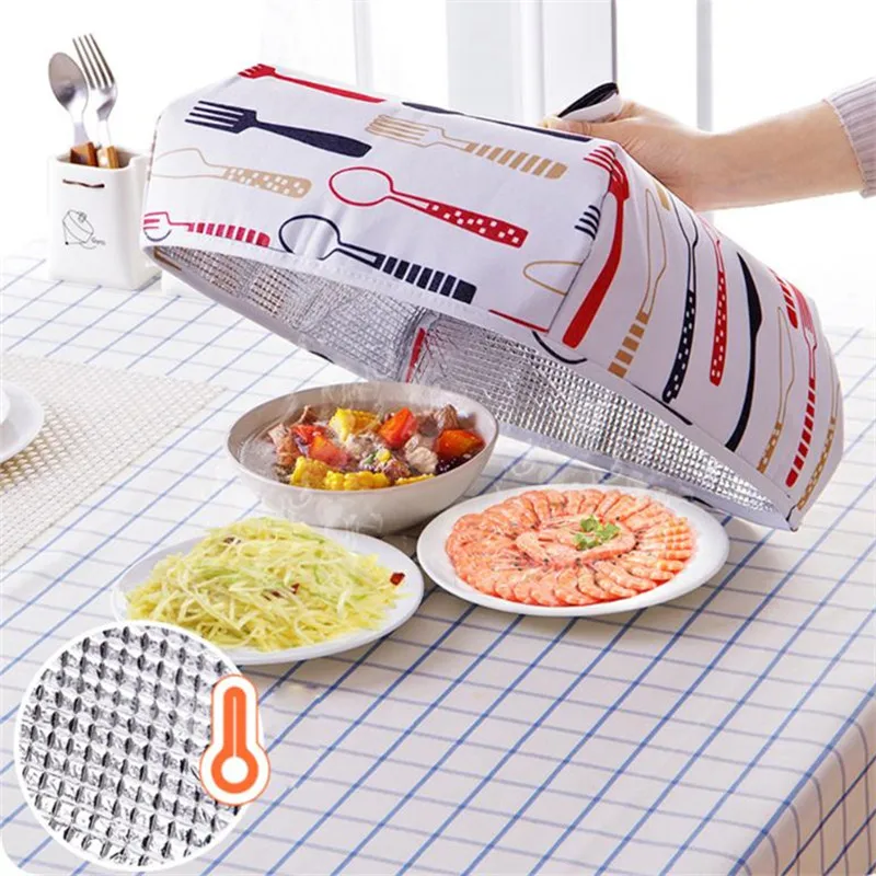 

portable Hot Aluminum Foil Food Cover Foldable Food Covers Keep Warm Dishes Insulation Kitchen Gadgets Accessories random color
