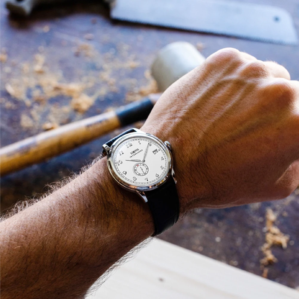 LOBINNI メンズ ウォッチ メカニカル 自動巻き ラグジュアリー ファッションドレス カレンダー ビジネス アナログ時計 (シルバー・ホワイト) 並行輸入品 Lobinni-男性用超薄型自動巻き時計,5000a杭州,マイクロローター付き,ビジネス1888 - AliExpress