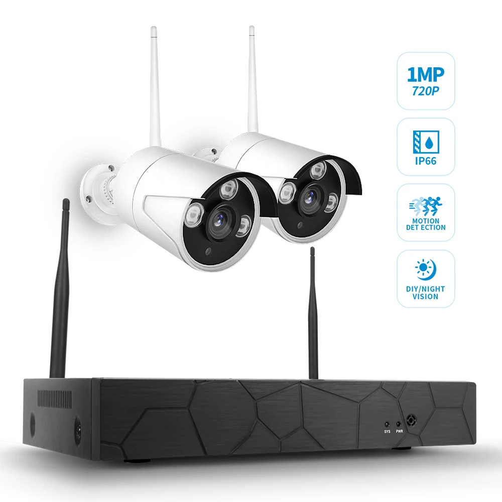 

Wireless NVR Kit Security Surveillance System 1MP 720P WIFI Camera Monitor Night Vision P2P Motion Detection Alarm Trigger