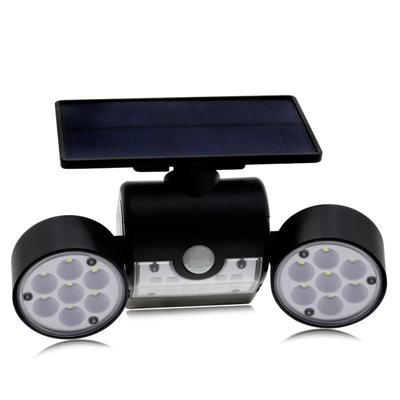 30 LEDs Светодиодный уличный светильник с датчиком движения PIR, Солнечная лампа с двойной головкой, Точечный светильник, водонепроницаемый садовый светильник, наружный светильник для крыльца - Испускаемый цвет: 30 LEDs