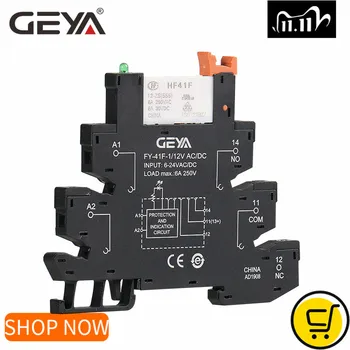 

GEYA Slim Relay Module Protection Circuit 6A Relay 12VDC/AC or 24VDC/AC OR 230VAC Relay Socket 6.2mm thickness