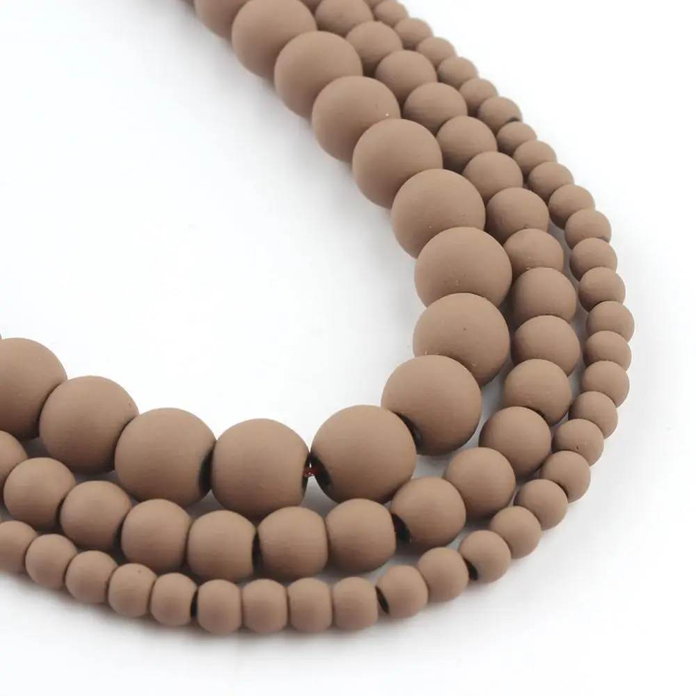 Natural Hematite Stone Beads Brown Rubber Round Loose Spacer Bead For Jewelry Making 4 6 8mm DIY Charm Bracelets Accessories 15&quot |