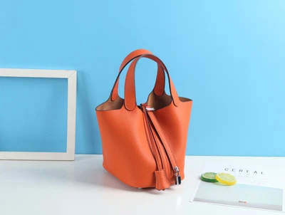 Unua amo Brand Women Handbags Fashion High Capacity Basket Bag Ladies Luxury Genuine Leather Bucket Totes Hand Bags - Цвет: Orange