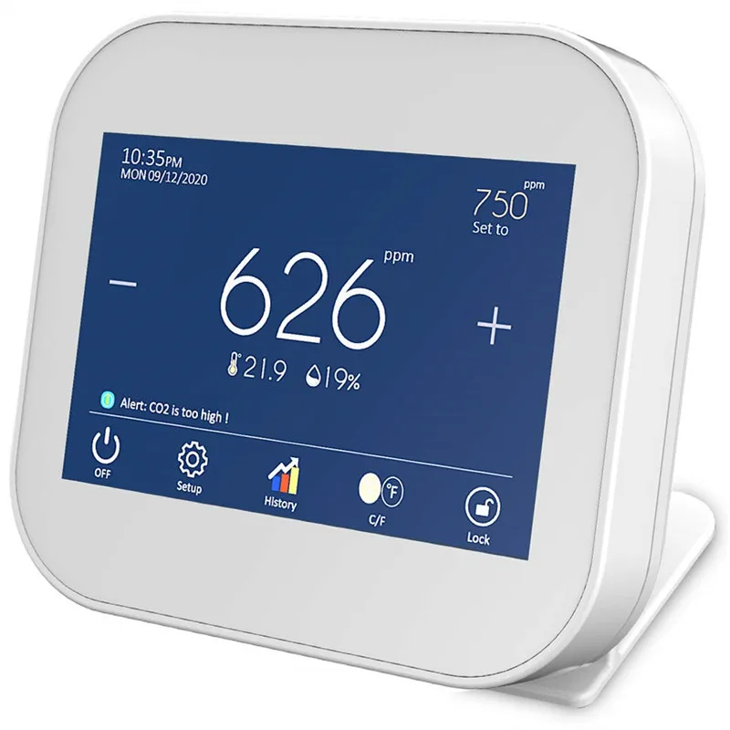 Air Quality Monitor Intelligent CO2 Meter NDIR Sensor Carbon Dioxide Meter PM2.5 Gas Detector Temperature and Humidity Monitor
