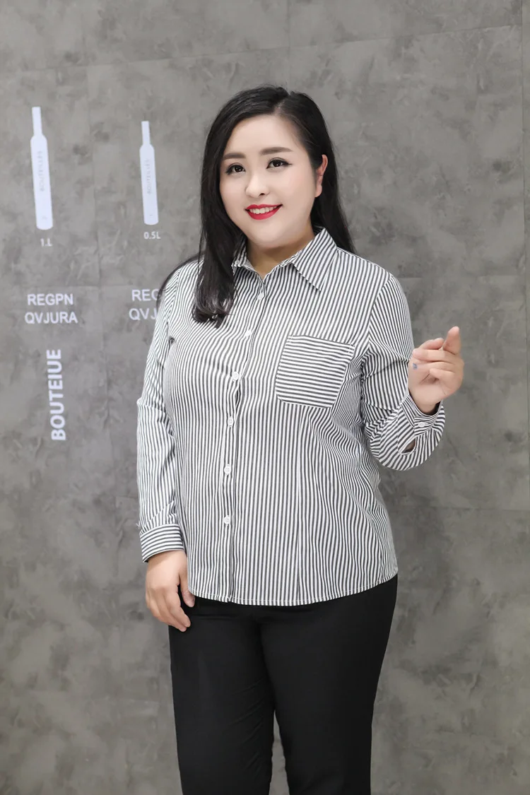 9XL 8XL 7XL 6XL blusas mujer de moda женские блузы рубашки Блузы OL длинный рукав полосатая рубашка feminina плюс размер M321