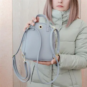 

Fashion Women Backpack Mini Soft Multi-Function Small Backpacks Female Ladies Bag Solid Color Cute Small Fresh Backpacks