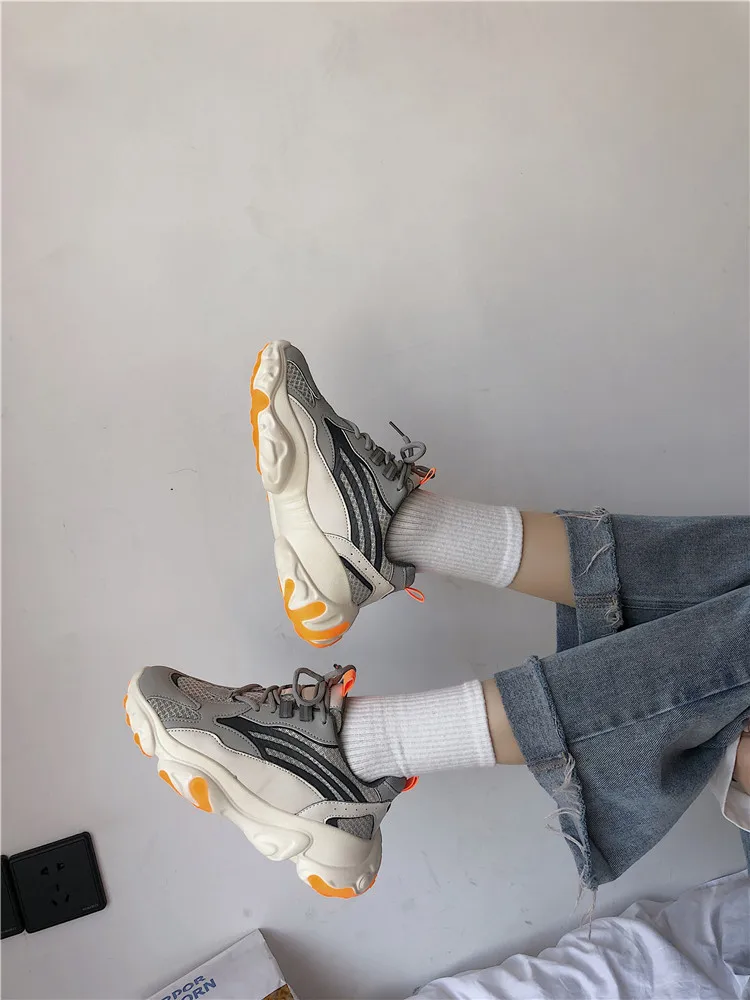 LMCAVASUN Spring Women's Chunky Sneakers Fashion Women Platform Lace Up Vulcanize Shoes Womens Female Trainers Dad Shoes