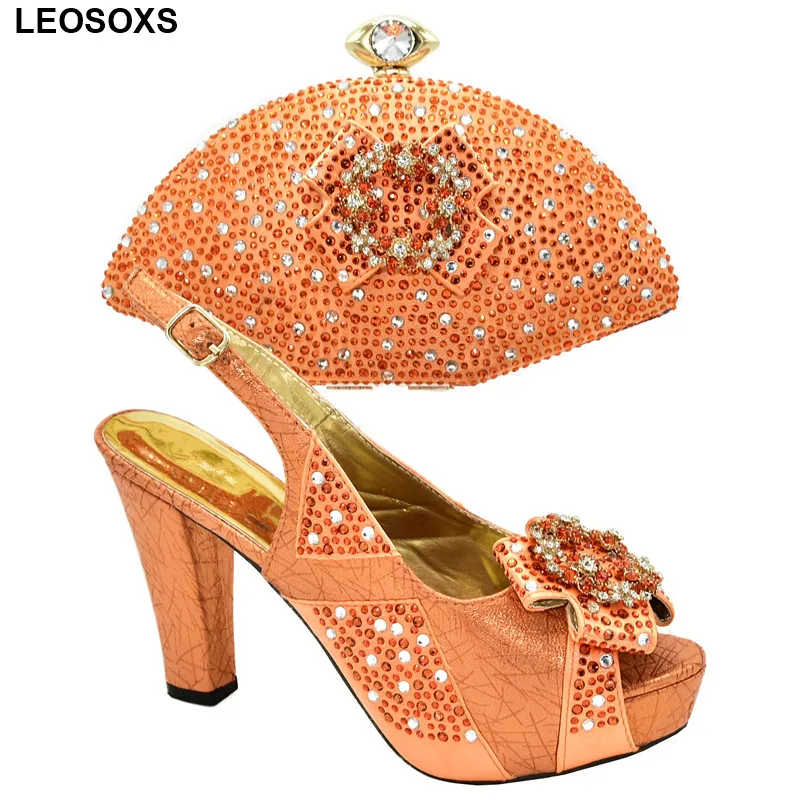 

New Fashion Matching Shoes and Bag Set for Wedding Italian Elegant Ladies Shoe and Bag Set for Wedding Buckle Strap Bride Party