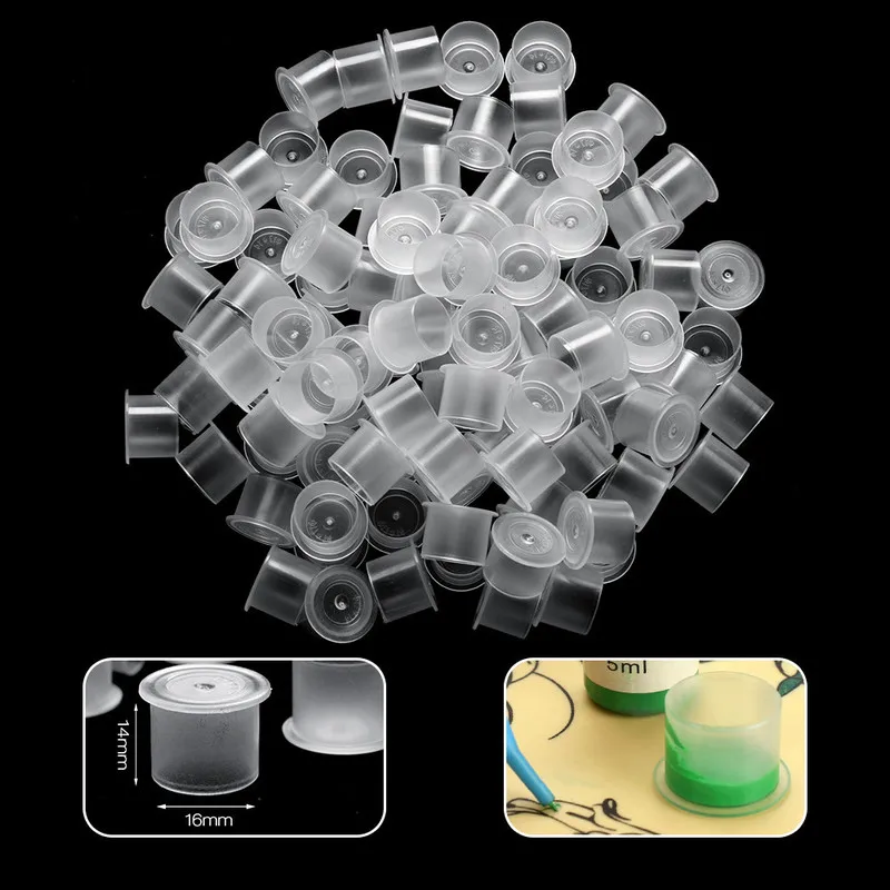 

100pcs for Tattoo Ink Cups Container Plastic Transparent Small Number Permanent Makeup Pigment Caps Tattoos Ink Cup Clear Holder