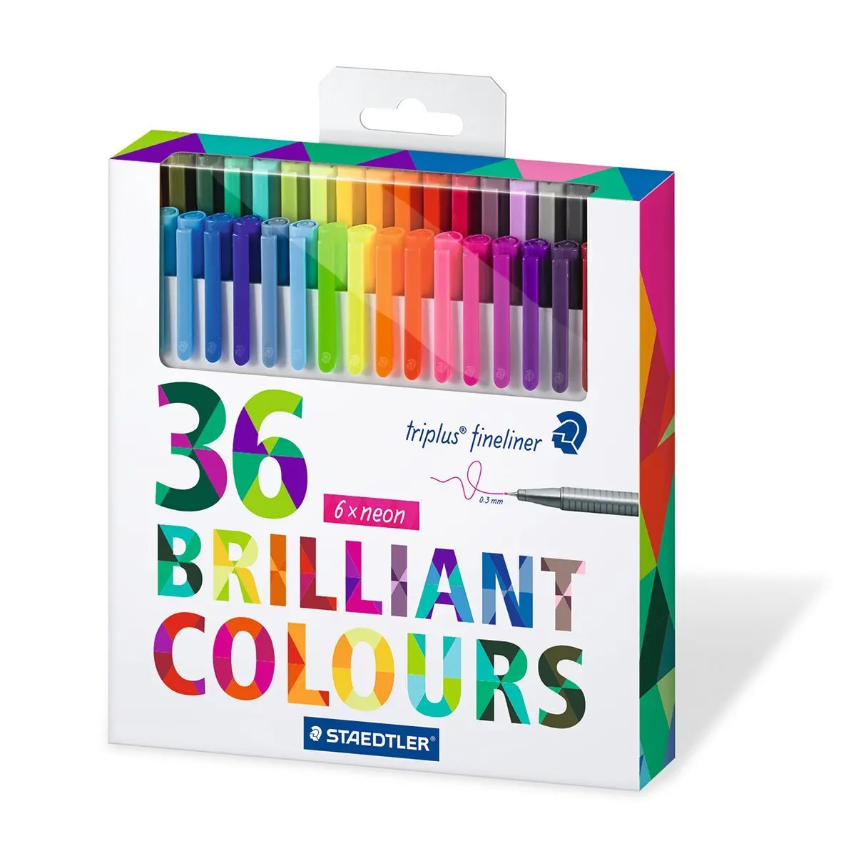 Juego de bolígrafos de colores variados de 36 colores de 0,3mm, juego de bolígrafos Fineliner de Triplus, caja de tarjetas