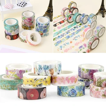 

Cute Plants Flowers Adhesive Washi Tape DIY Decorative Masking Tape Scrapbooking