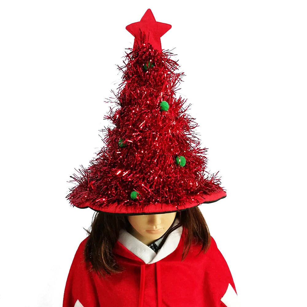 

Christmas Hats Red Silver Green Tree With Star Christmas Caps For Adult And Kids XMAS Decor New Year's Gifts Home Party Supplies