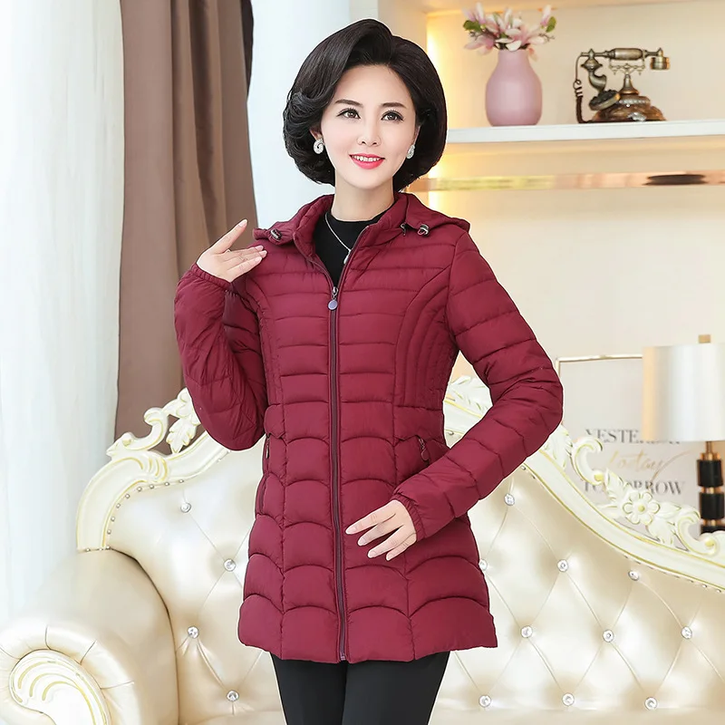 

Cotton-padded Jacket Winter Mid-length Slim Fit Large Size Winter Lightweight down Jacket Cotton-padded Clothes 2019 New Style K