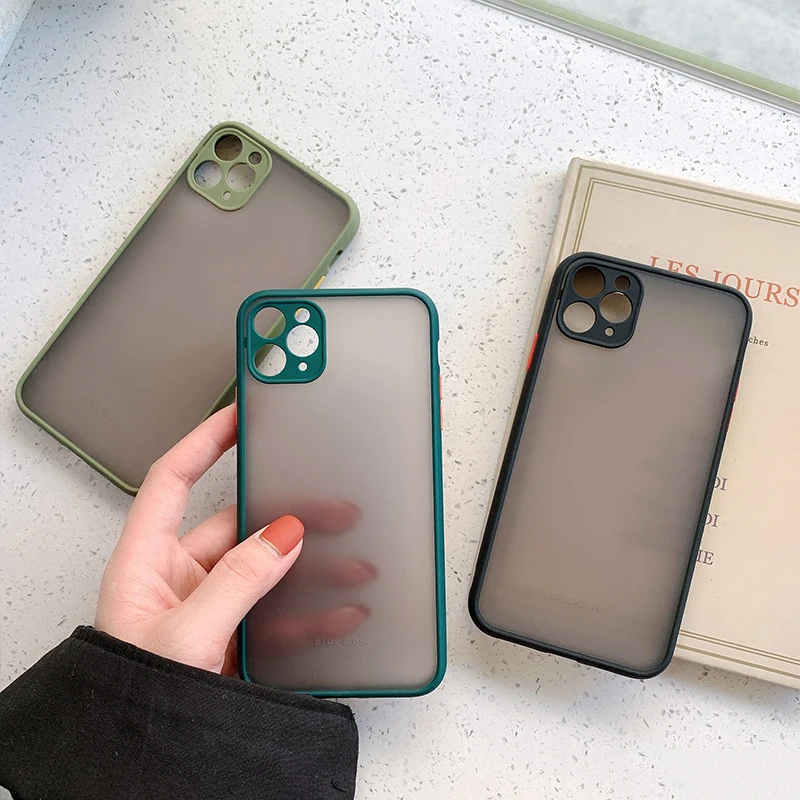 Midnight Green Camera Protection Bumper Case For Iphone 11 Pro Max Xr Xs X 6s 7 8 Plus Case Shockproof Matte Translucent Cover Phone Case Covers Aliexpress