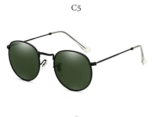 Роскошный бренд 3447 круглые металлические стильные зеркальные солнцезащитные очки мужские и женские винтажные Ретро фирменные дизайнерские солнцезащитные очки Oculos De Sol - Цвет линз: 3447 C5