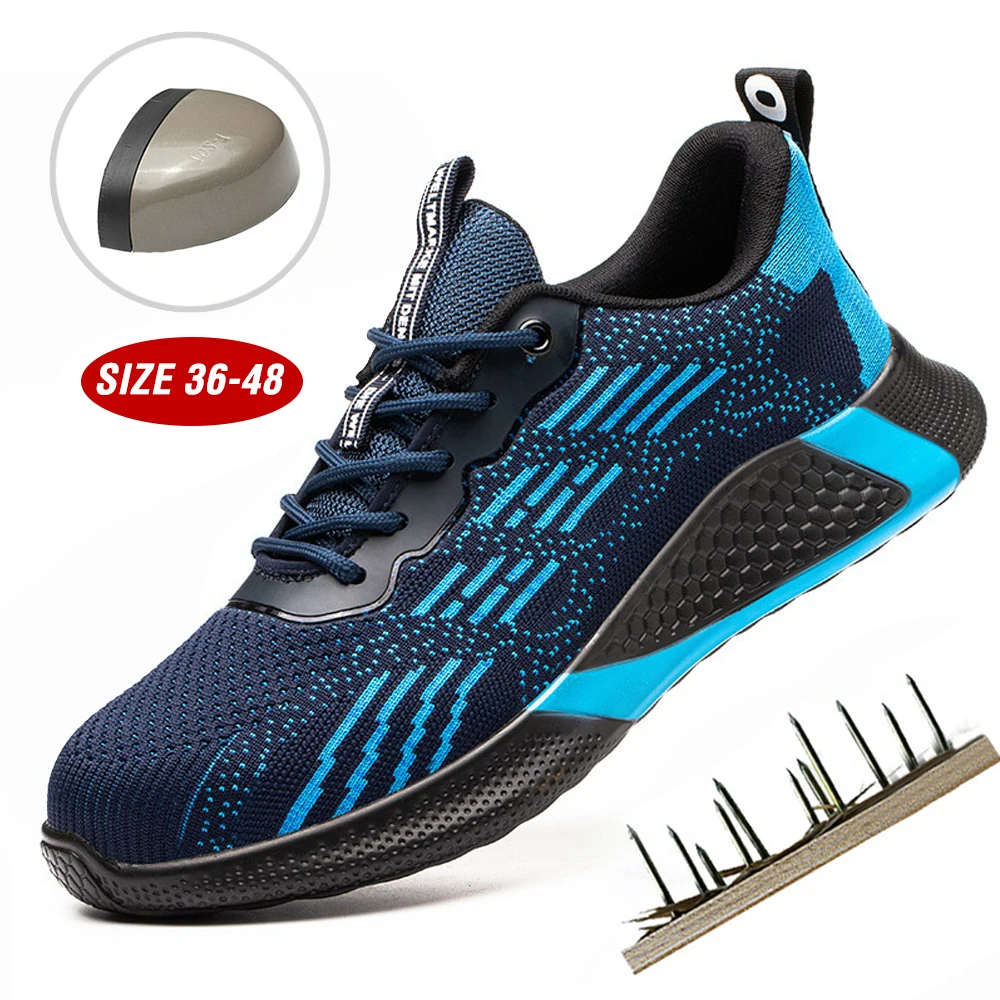 

Mens Steel Toe Safety Boots Indestructible Work Shoes Sneakers Breathable Shoes Anti-smashing Anti-puncture Safety Shoes for Men