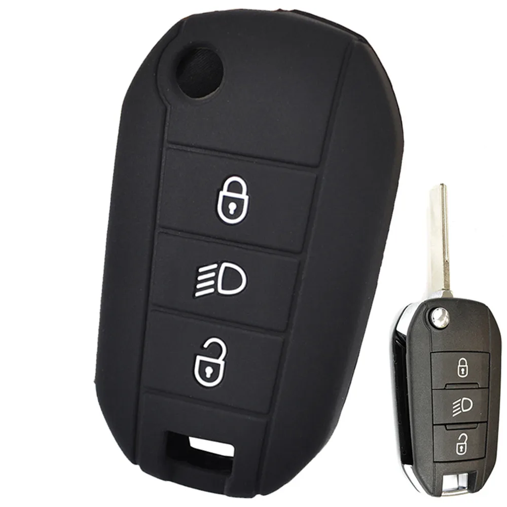 For Peugeot 3008 208 308 508 408 2008 307 4008 Skin Holder-3 Button Silicone Car Remote Key Fob Shell Cover Case key case key case cover car key shell remote control case cover
