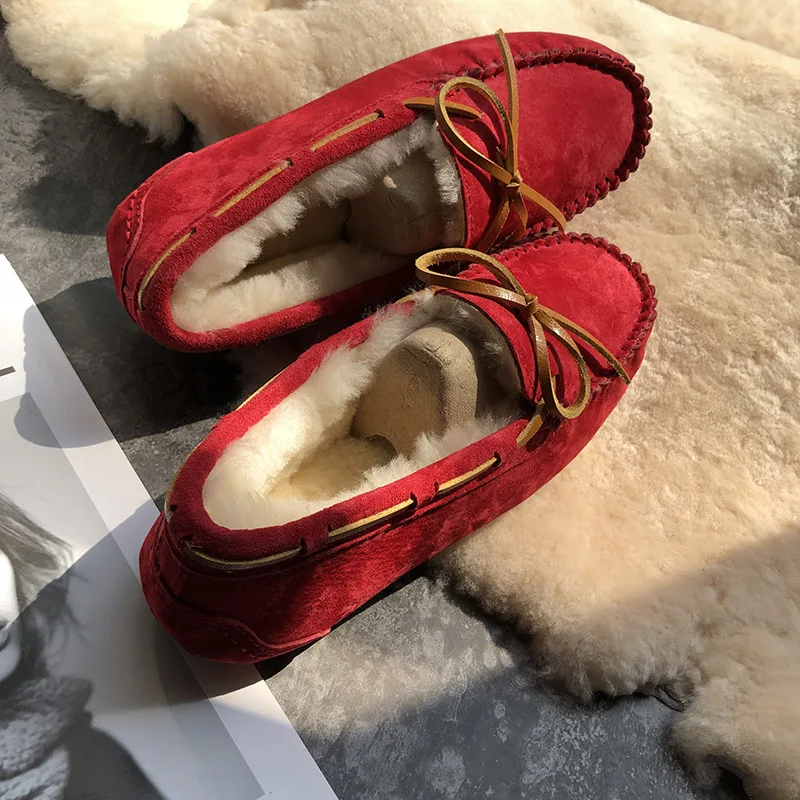 China's top quality snow boots in 2021, real sheepskin 100% natural wool woman flats women loafers free delivery,  women's shoes